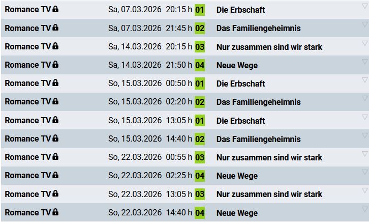 Weingut Wader Romance TV Grid